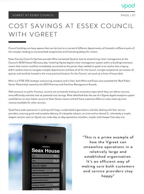 Cost Savings with Vgreet at Essex Council